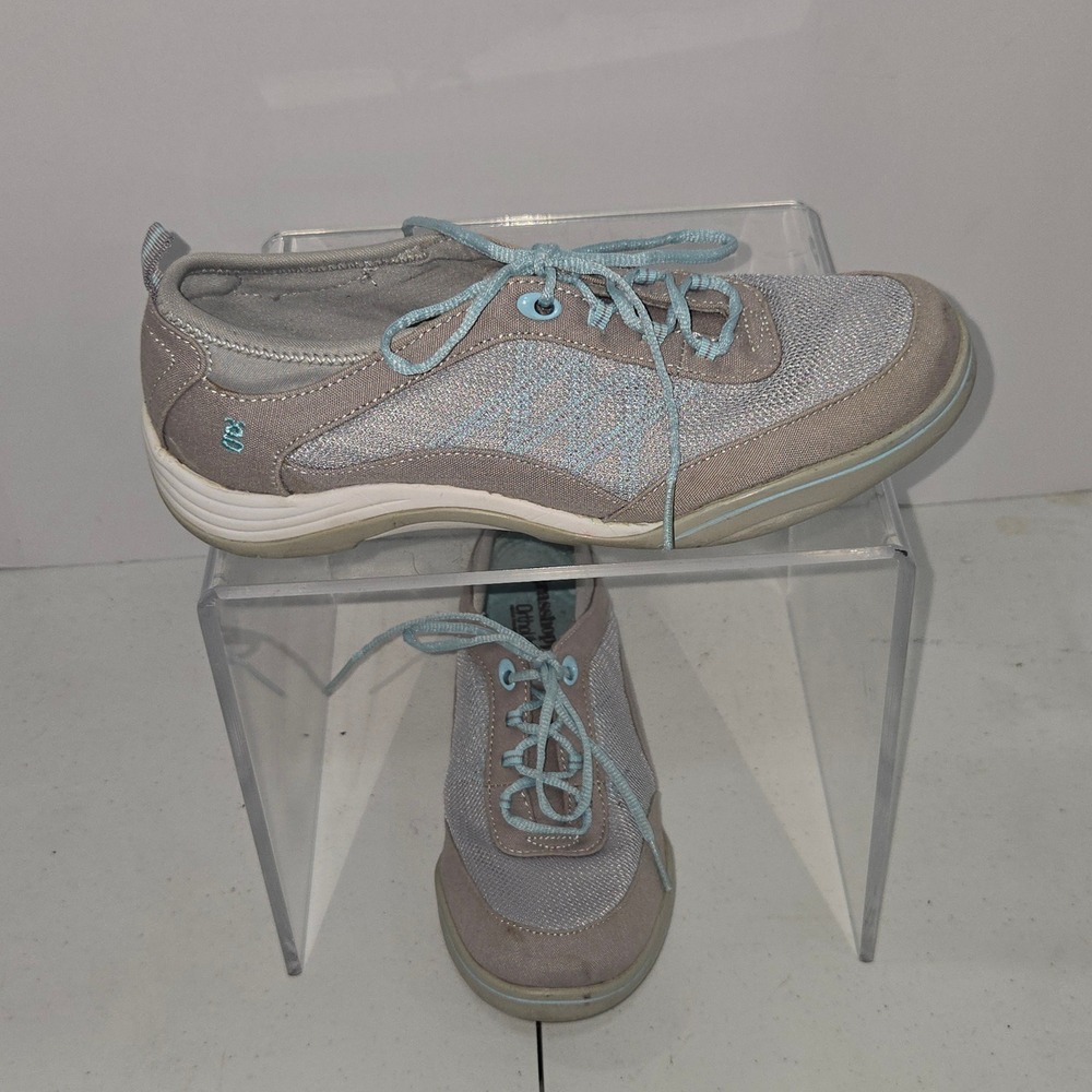 Grasshoppers Ortholite Womens 6.5 M Grey Blue Mesh Lace Up Walking Shoes EF54844